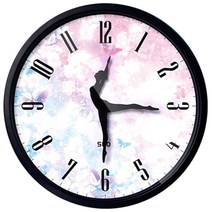 발레 시계 벽시계 학원 교습소 발레리나 아이방 선물, 블랙 풀 디지털 댄싱 12인치