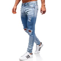 streetwear 패션 블랙 찢어진 청바지 남성 스키니 슬림 핏 블루 힙합 데님 바지 캐주얼 청바지 조깅 진 옴므