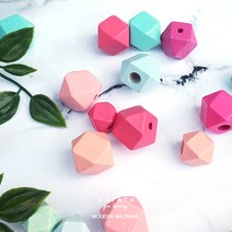 마타타 마크라메 재료 컬러 다각 나무비즈 태슬비즈/6개 묶음 1세트(15mm 20mm), 6.다각 스카이블루(6개 묶음)