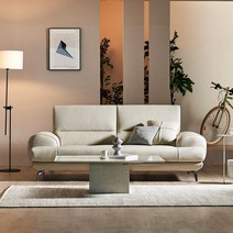 JAKOMO 루디아 3인 럭스 이태리 통가죽 천연면피 소가죽 소파, 번트오렌지