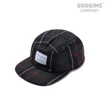 구김스 747_ 텔레포트 체크 캠프캡 모자 P6095 217400, 화이트/블랙