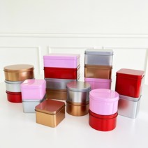 홈앤하비 철제 알루미늄 사각/원형 틴케이스 다용도 소품정리함, 오픈형 사각형, 골드(12.5 x 9.5 x 4.5cm)