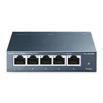 TP-Link TL-SG105 5포트 기가비트 네트워크 스위치(전이중 모드에서 최대 2000MBit/s 차폐 RJ-45 포트 금속 하우징 최적화된 데이터 트래픽 IGMP 스누핑 비관리형 팬리스) 메탈릭 블루 -13633, 16 포트 전환