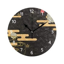 아픈 벽시계 탁상시계 인테리어 연속초침 귀여운 스칸디나비아 스타일리시 라운드 방 장식 거실 선물 일본식 수화 무늬 꽃무늬 꽃 블랙 블랙, 색상4