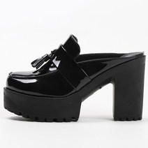 업앤슈 안로스 방울 테슬 가보시 여자 정장 구두 로퍼 슬리퍼 사계절 여성 블로퍼 힐 10cm