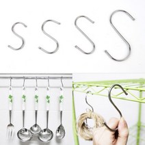 S S자 고리 걸이 행거 헹거 후크 스텐 캠핑 주방 욕실 옷 가방 모자 마스크 소지품 소품 잡화 수납 정리 보관 거치대 싱크대 부엌 에스 다용도 열쇠 잡화 조리 도구 기구 용품, 사이즈, 소