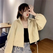 노카라코트 린코트 여성코트 기본 자켓 솔리드 자르기 턴 다운 칼라 랜턴 슬리브 한국 스타일 학생 심플 디자인 세련된 하라주쿠 패션 숙녀