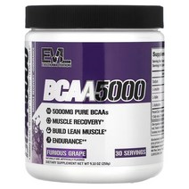 EVLution Nutrition 에블루션뉴트리션 BCAA5000 퓨리어스 그레이프 258g 단백질보충제 단백질보조제 근력향상 운동능력향상