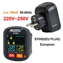Mestek 소켓 테스터 콘센트 검사기 RCD GFCI NCV 테스트 EU US UK 플매트 카펫 러그 그라운드 제로 라인 30mA 스마트 감지기, 01 EU LCD screen