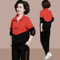 SJW 봄가을 트레이닝세트 중년여성 티셔츠 운동바지 빅사이즈 엄마옷 츄리닝 XL~5XL