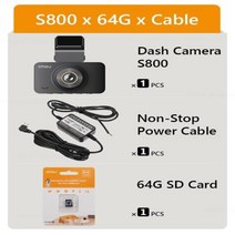 가정용CCTV 실외용 초고화질 CCTV IMOU 차량용 8MP 대시캠 S800 4K 울트라 HD DVR IPS 스크린 24 시간 주차 DVR 비디오 레코더 음성 제어 충돌, 4.S800 x 64G x Cable