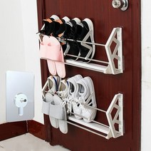 센스업폴딩선반 높이조절 5단 3 철제 수납 원터치 철 신발 랙 심플 욕실 신발 랙 홈 벽걸이 도어 후면 선반 무료 설치 침실 신발 보관 홈 가구, [02] B 2 layer