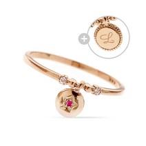 에버링 14K 금 반지 합성루비 이니셜 코인 달랑이_RRDM4001 Gold Ruby Ring Gift