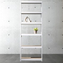 앵글선반 철제 창고 다용도실선반 6단 1100 x 300 x 2400, 화이트, 9mm 양면코팅 보드