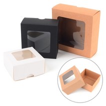접이식 직사각 투명창 선물박스 3color 3size 쿠키포장 과자포장 떡포장 패션잡화포장, 2개, 소 - 블랙