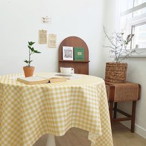 [H] 깅엄체크 방수식탁보 파티 캠핑식탁보 4color 2인4인6인, 레몬, 140*90