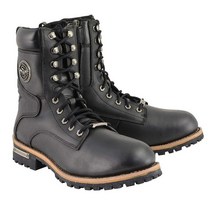 Milwaukee Leather MBM9095 남성용 클래식 블랙 로거 레이스업 부츠 사이드 지퍼 포함 - 265mm 662621, 9.5