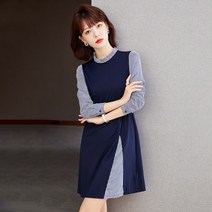 5월결혼식하객룩 상견례옷차림 가을 키작녀 패치 긴팔 배색 줄무늬 스트라이프 미디 오피스룩
