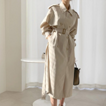 체인지쉬 (change she) 여성 하프 트렌치코트 여무룩 캐주얼 무릎 위 코트