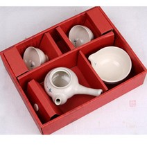 청화 베이지 2인 다기 다도 세트 차 우리는 도구 셋트 찻잔 주전자 자기 한국 전통