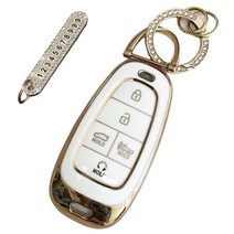 루루형제 현대 자동차 그랜저HG / 싼타페DM / 제네시스DH / 맥스크루즈 / 아슬란 / 신형에쿠스 키케이스 4버튼 트렁크 + 번호 키링, 키케이스+번호키링, AH-06, 크림화이트