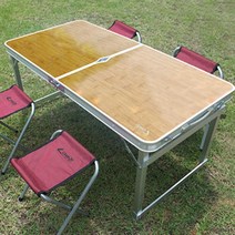 트랜스포머 접이식 휴대용 캠핑 테이블 세트 의자4개 / 랜턴걸이, 트랜스포머 테이블 의자4개포함-아이보리