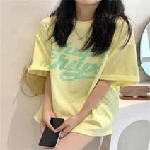 링거티 크롭티 루즈핏티셔츠 민소매티 여름 반팔 티셔츠 루즈한 한국 학생 심플한 하프 세련된 2021 년 신제품 Y2K패션