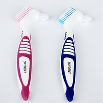 스카이덴트 치과용 덴쳐 틀니 칫솔 색상선택 핑크 파랑 치과 틀니 칫솔, 빨강, 5개