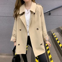 Mao우아한 트렌치 코트 가을 새로운 한국어 스타일 느슨한 모든 일치 더블 브레스트 중간 길이 코트 유행
