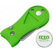 Izzo Golf 매트 플라스틱 접이식 골프 디봇 수리 도구 이동식 자기 골프 공 마커가있는 녹색, 단일옵션