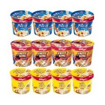 켈로그 컵시리얼 3종세트 (콘푸로스트30gx4+후르트링30gx4+아몬드푸레이크30gx4), 12개