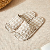 모던하우스 빨아쓰는 폭신 퀼팅 체크 슬리퍼 오트밀 M
