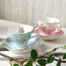 핑크 블루 꽃찻잔 홍차잔 카페 예쁜커피잔 엄마선물 티타임 녹차 티잔