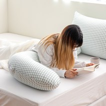미니멀앤드 숙면 꿀잠 바디필로우 롱쿠션 안고자는 긴베개 L자형 솜포함, 민트 솜포함