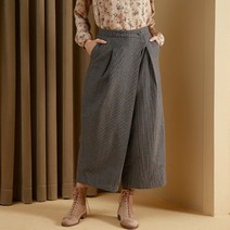 써스데이아일랜드 여성 랩 스타일 와이드 턱 팬츠 바지 체크 빈티지 미디엄 9부