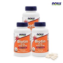 나우푸드 비오틴 10000mcg 120캡슐 3병 12개월분, 3개, 120정