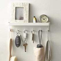 현관 부착형 마그네틱 자석선반 소품 마스크걸이 후크, 화이트