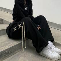 나루니 스트릿팬츠 스트랩바지 밴딩팬츠 밴딩바지 힙합룩 댄서바지 사이드스트랩