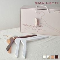 메이네티 원목 옷걸이 기프트세트 (옷걸이 10P+기프트카드+박스 SET) 38cm, White/Gold