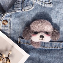 귀여운 테디베어 강아지 펫 DIY 핸드메이드 브로치 액자 양모 니들 울 펠트, 푸들+작업대+자침개