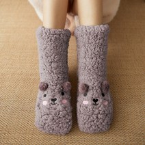 방이언니 남녀공용 수면양말 롱스타일 곰돌이 털 포근한 수면덧신 방한 기모덧신양말