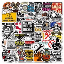 디젤 엔진 기술자 스티커 노트북 수하물 스케이트 보드 기타 자동차 오토바이 경고 슬로건 DIY 완구 10/50 피스, CHINA_50Pcs