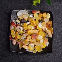 콩자갈 바닥 자갈돌 조경돌 천연 스탈 자수정 마노 불규칙한 미네랄 치유 돌 자갈 표본 수족관 가정 공예품에 적합, 노란 마노, 50 그램