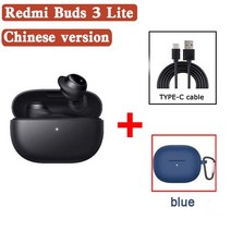 무선 핀마이크 강의용 마이크 강사용 핀 블루투스 유튜브 오리지널 xiaomi redmi buds 3 lite tws 이어폰 5.2 게임 헤드셋 ip54 mi 이어 버드 유스 전, 파란색 케이스 케이블