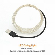 9 가지 색상 123510M LED 스트링 라이트 코르크 패어리 화환 휴일 램프 USB배터리 전원 크리스마스 새해 장식, Pink, 5M by 5V USB
