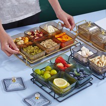 다용도 칸막이 스낵 접시 노래방 바 스낵 과일 캔디 접시 WW, 4칸, 브라운