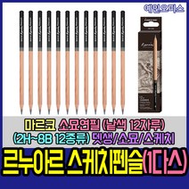 마르코 [마르코] 르누아르 스케치펜슬 낱색(1다스) 2H~8B 소묘연필 연필 스케치 뎃생 소묘 스케치연필 미술재료 미술연필, 8B(1다스)
