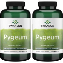 Swanson Pygeum Prostate Uninary Bladder Health 500 mg X 2 병, 120캡슐, 2개