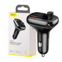 Baseus FM 송신기 블루투스 5.0 핸즈프리 자동차 키트 오디오 MP3 플레이어 PPS QC3.0 QC4.0 5A 고속 충전기 자동 FM 변조기, 협력사, 검은 색