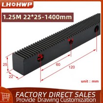 랙기어 1.25mod 22x25 길이 1400mm 1.25 모듈러스 고정밀 지퍼 헬리컬 랙 스트레이트 톱니 기어 CNC 조각 기계 1 피스, [01] 1.25M 1400mm rack, [02] right teeth